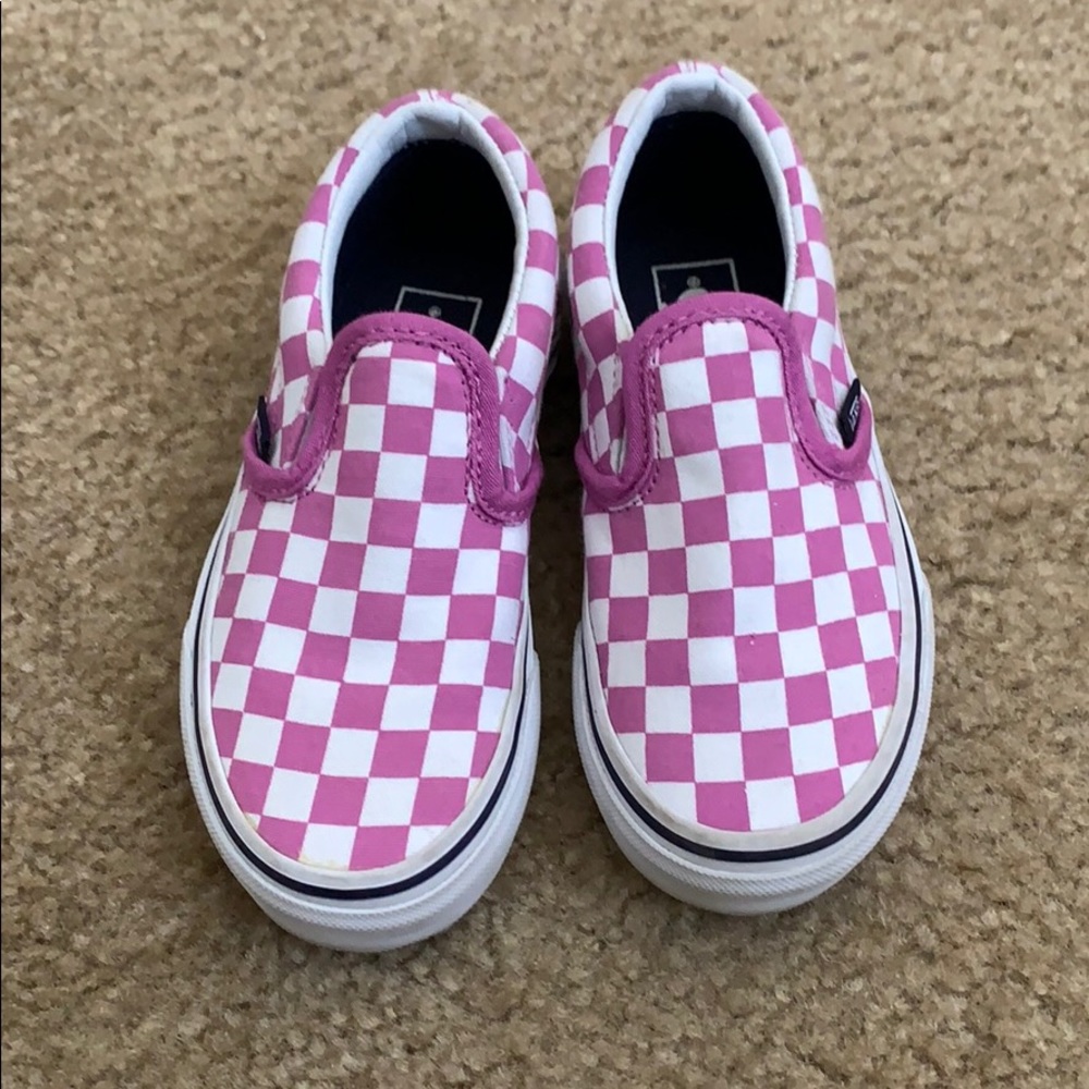 Kids purple checkered Vans